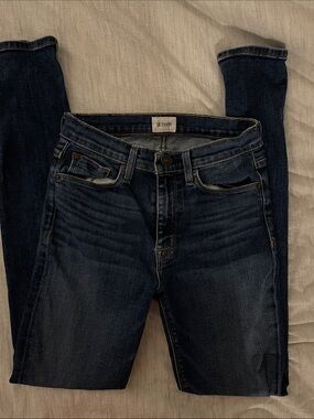 Hudson Denim Jeans in Dark Blue with Gold Stitching